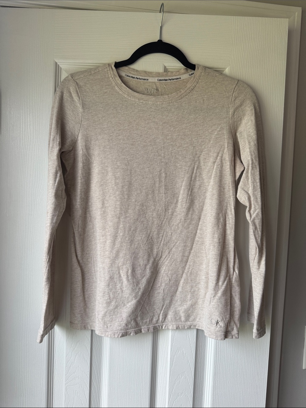 Calvin Klein Beige Crewneck Long Sleeve Performance Tee